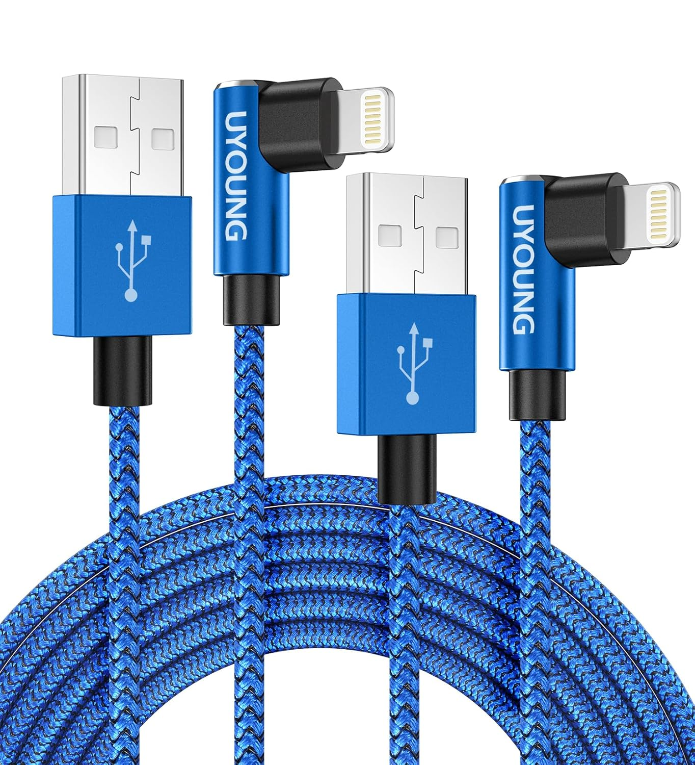 90 Degree Iphone Charger 6 FT 2 Pack Apple Mfi Certified Lightning Cable Long...