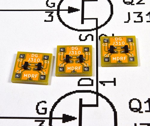 Dual-Gate J310 JFET Breakout PCB / Device Pre-installed / QTY: 3 - Picture 1 of 4