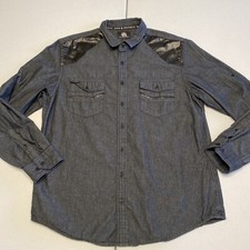 Rock  Republic Men's XL Gray/Black Button Shirt