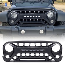 For 07-18 Jeep Wrangler Jk Jku Front Armor Grille Bumper Grill W Off-road Light