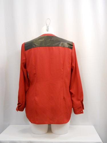 Elementz Ladies Button-Down Shirt Long Sleeve Red Plus Size 1X - Picture 8 of 12