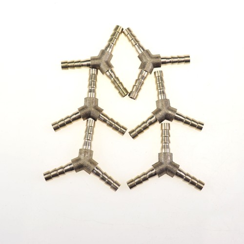 6Pcs1/4" Y-3 Way Brass Hose Barb Fitting Pipe Tubing Splicer Fuel Water Gas Air - Picture 7 of 7