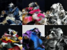 Faux Fur Fabric Long Pile Tribal Patchwork 58"W/SBY/MultiColor Fur Craft Furcoat