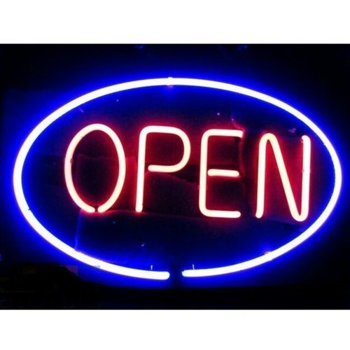 Open Ellipse Blue 20"x12" Neon Light Sign Lamp Visual Artwork Bar With Dimmer