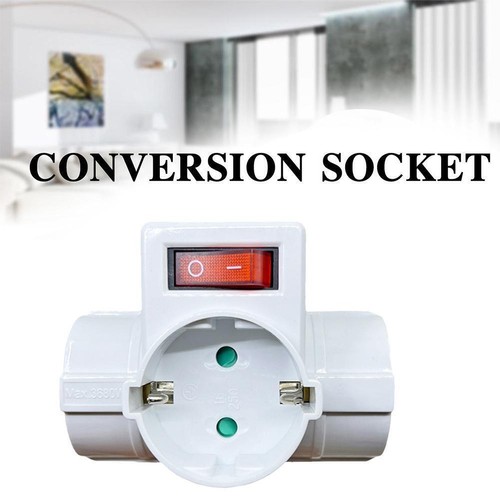 EU Standard Electrical Socket Multi-Plug 3-Way Multiple Adapter ABS Plug K0Y8 - Picture 2 of 12