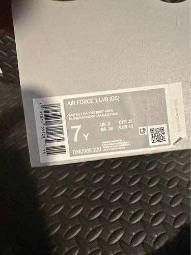 Nike Air Force 1 Low LV8 GS Size 7Y 'White Light Madder Root Speckled' $100 - Picture 6 of 6