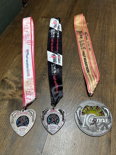 Donna Breast Cancer Half Marathon Jacksonville Beach, FL 2015-17 Finisher Medals