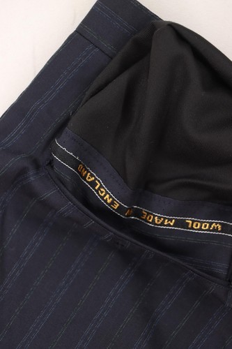 Men's 40 R Bespoke Blue Multi Stripes 100% English Summer Wool Pleated Suit - Picture 22 of 24