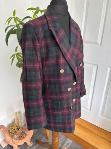 M&S St Michael Vintage Blazer Jacket Women's Size 14 36" Bust Plaid Tartan Wool - Picture 3 of 9