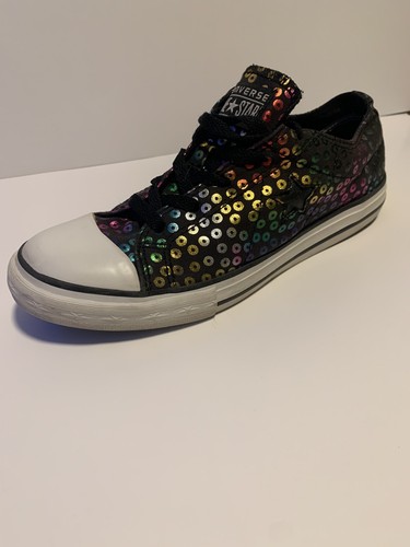 Converse One Star Black With Multicolored Sequin Women's Low Top Sneakers Size 5 - Picture 8 of 9