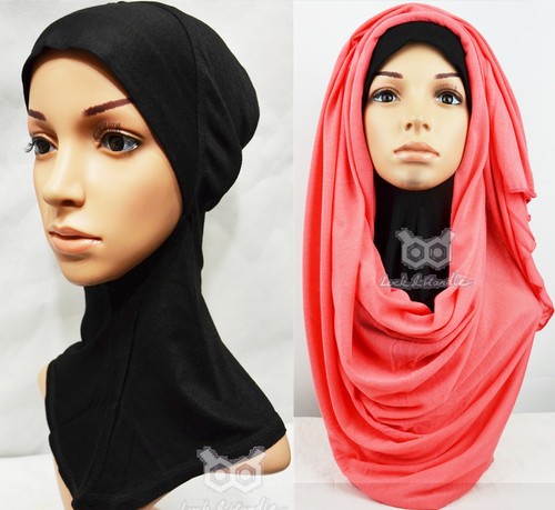 Bajo Bufanda Hiyab Liso Ninja Gorra Gorro Islámico Abaya Cuello Cubierta Mujeres Musulmanas - Imagen 2 de 14