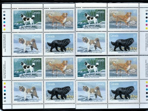 1988 Matching 4 Canada Inscription Blocks 1220a! Dogs Canada Kennel Club MNH $30 - Picture 1 of 2