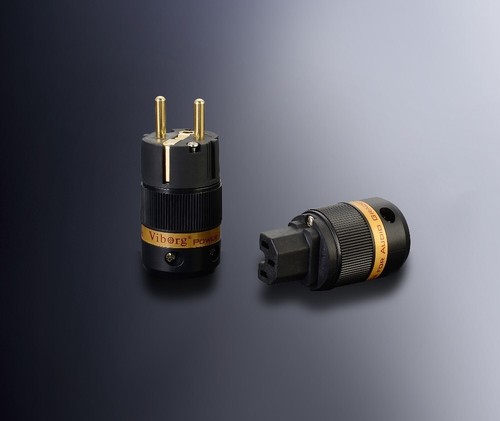 Viborg VE501G + VF-501G Schuko plug + IEC plug pure copper gold-plated - Picture 2 of 6