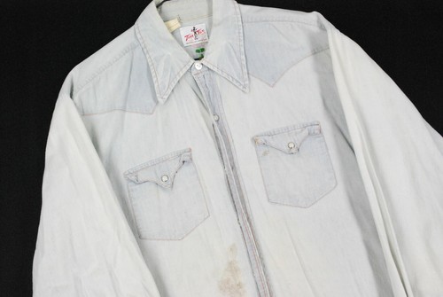 Vintage 50s Tem Tex Western Chambray Button Up Shi