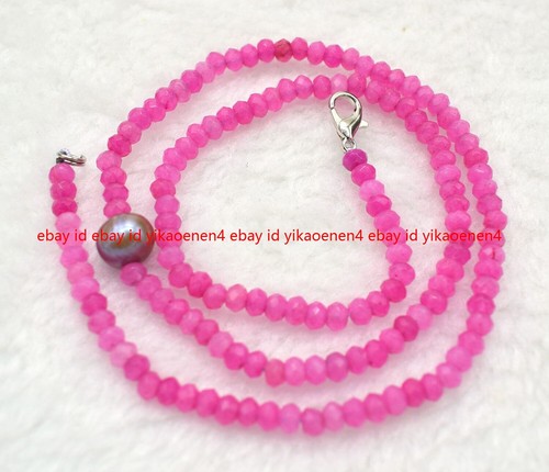 2x4mm Faceted Rondelle Gemstone Beads & 9-10mm Purple Pearl Necklace 18'' - Picture 19 of 61