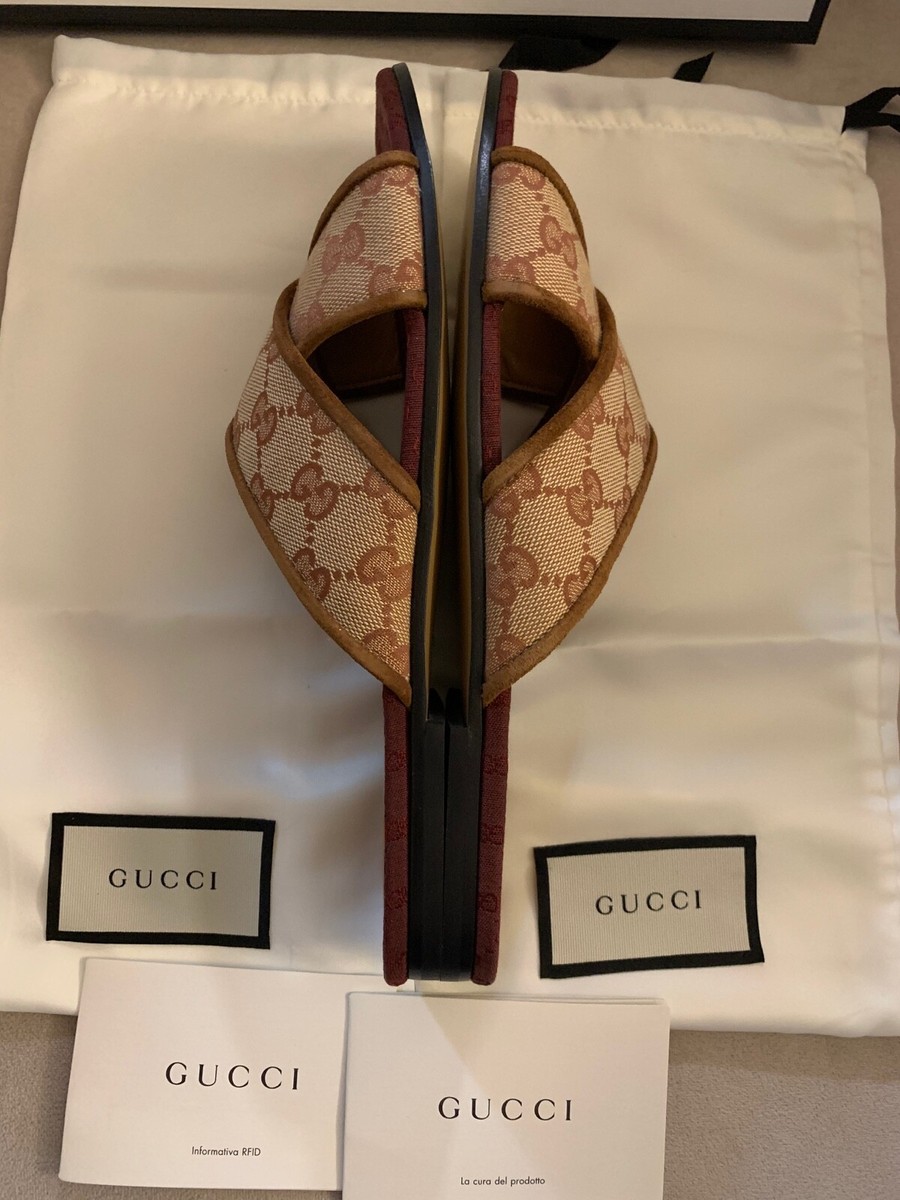 Gucci tan slides best sale