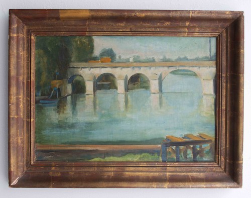 Ernst Baltensperger Paris Brücke Stadtansicht sign gerahmt Öl auf Leinwand 1920 - Picture 2 of 5