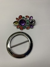 Lot Of 2 Women  s Belt Buckles - Rhinestone / Metal Silver Tone