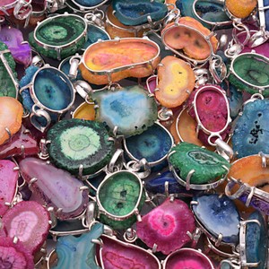 200pcs-Solar-Quartz-Druzy-Multi-Color-Wholesale-Lot-925-Silver-Plated-Pendants