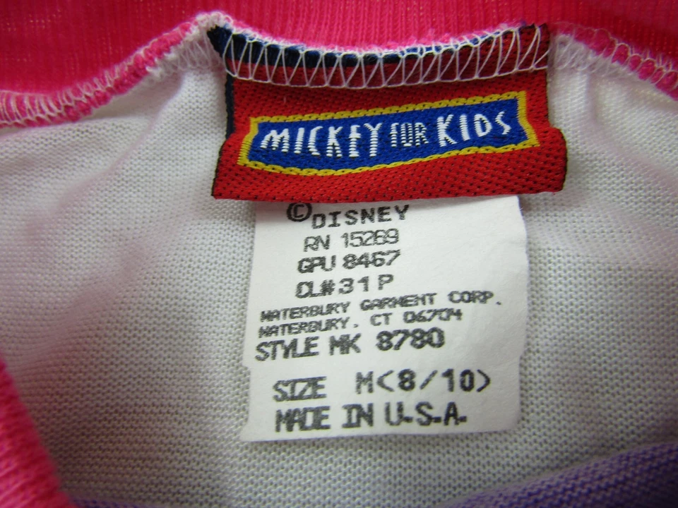 Camisa de Noche Mickey para Niños Niñas Mediana 8/10 Minnie Disney Retro Años 90 Etiquetas De Colección Foto 3 de 4