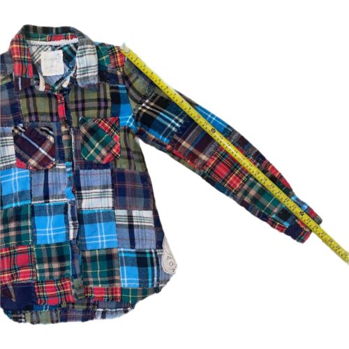 Free People We The Free Patchwork Lost In Plaid Flannel Shirt Button RARE Size M - Picture 16 of 18