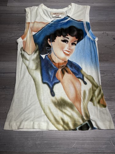 Débardeur vintage Miss Sixty rodéo cowgirl imprimé intégral années 90 Y2K femme taille M