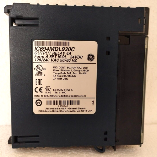 GE Fanuc IC694MDL930C PACSystems RX3i OUTPUT RELAY 4A 8PT ISOL 24VDC 120/240VAC - Picture 2 of 4