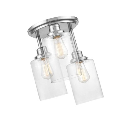 Globe Electric Annecy 3 Light Brushed Steel Semi Flush Mount - Globe Electric Semi Flush Mount Ceiling Light Globe Electric Annecy 3 Light Brushed Steel Semi Flush Mount - Globe Electric Semi Flush Mount Ceiling Light