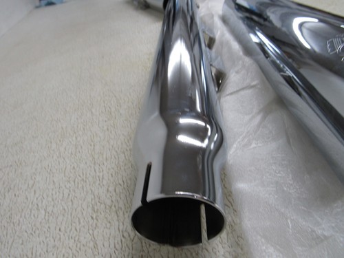 SILENCIADORES SIN CORDONES HARLEY DAVIDSON TWIN SLASH 3" CROMADOS VANCE & HINES HD-127 - Imagen 9 de 13