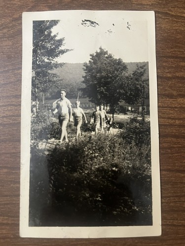 7 Vintage Boys Camp Photos ~ Swimming, Bathing Suit, Tents ~ 4.5" x 2.75" - Picture 9 of 23