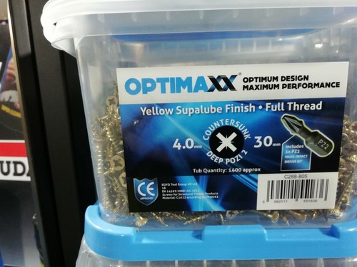 OPTIMAXX TUB OF WOODSCREWS - HIGH PERFORMANCE COUNTERSUNK ZYP - C288 VARIOUS - Picture 2 of 24