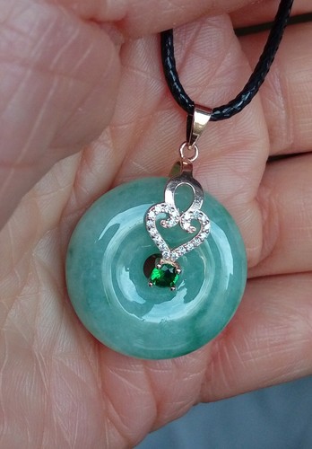 Certified Natural Grade A Icy Green Jadeite Necklace Pendant in Buckle Design - Picture 2 of 12