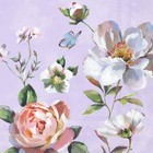 IHR Spring Flowers Printed Lilac Lunch Paper Napkins 20-Pack Disposable 3-Ply