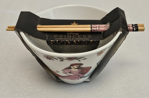 Disney Princess Ramen Noodle Bowl + Chopsticks Cinderella Snow White Ariel Tiana - Picture 13 of 13