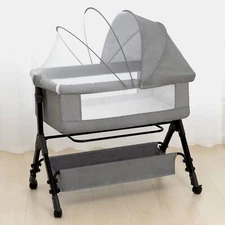 Baby Bassinet,Bedside Sleeper for Baby,Easy Folding Portable Crib with Storage