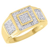 JFL Diamonds Herren 10K Gelbgold Diamant Ring Pave 0.25 Ct Rundschliff
