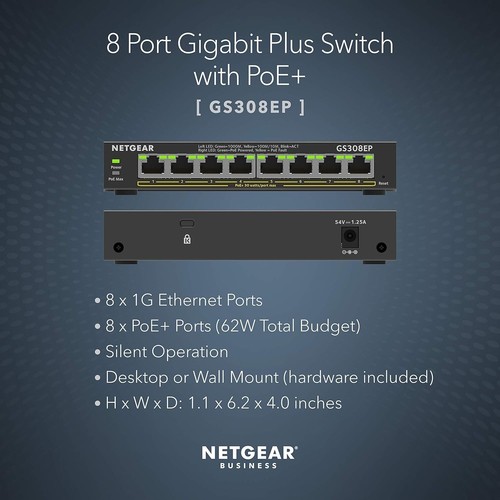 NETGEAR GS308EP 8-Port Managed Gigabit Ethernet Switch - L2/L3 PoE+ Support - Picture 6 of 6