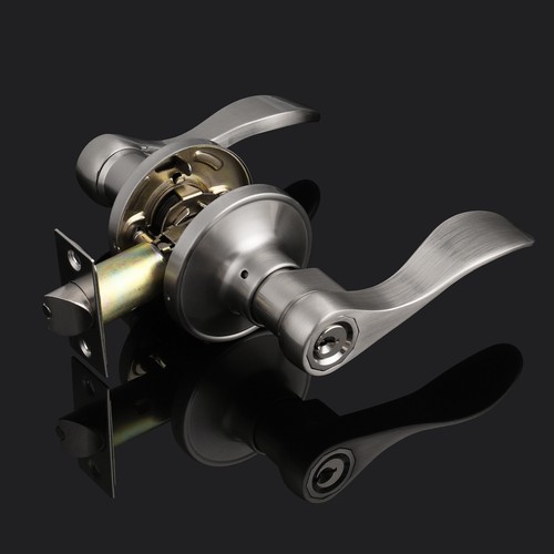 Brushed Nickel Privacy Passage Wave Door Levers Round Entry Locks Dummy Handles - Picture 2 of 30