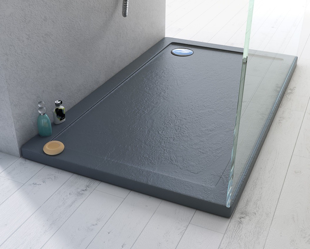 Piatto doccia in acrilico effetto pietra antracite DROP STONE Piatto doccia in acrilico effetto pietra antracite DROP STONE