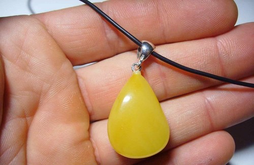 Ciondolo naturale vera ambra baltica goccia in argento sterling... - Foto 5 di 10
