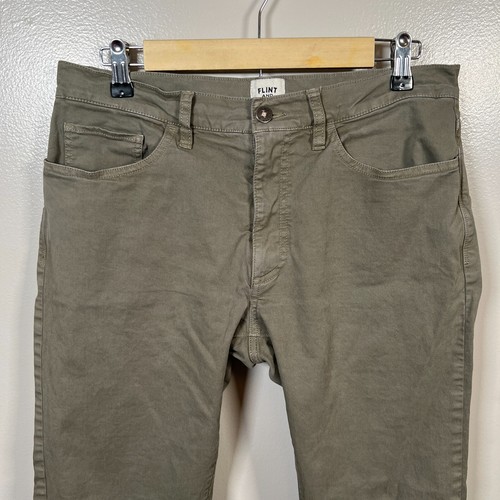 Flint & Tinder Slim Fit Chino Pants Mens Size 32x28 Green Brown Flat Front Work - 第 5/12 張圖片