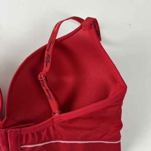 Tommy Hilfiger Women's Bra Size 34B T-Shirt Push Up Logo Padded Red B34 - Picture 12 of 14