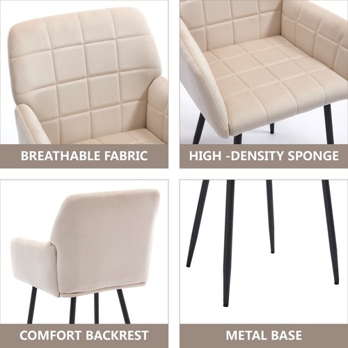 Set of 2 Dining Chairs Velvet Upholstered Chair Kitchen Dining Room Chair - Picture 28 of 40