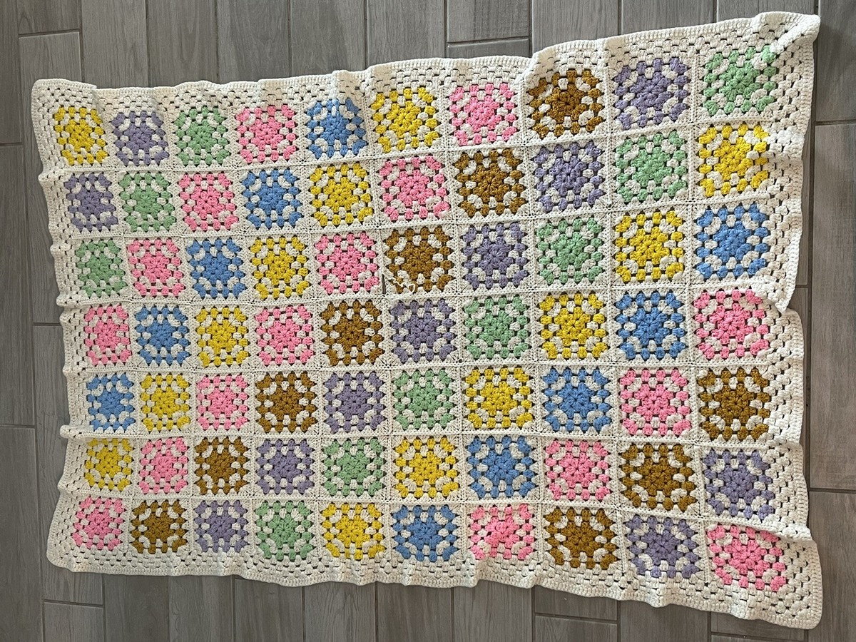 ラグ・カーペット vintage granny blanket blanket Handmade Granny