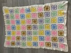 Vintage Handmade Granny Square Afghan Crochet Throw Blanket  79’s 40 X 60