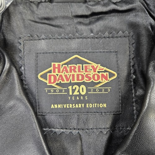 Giacca di pelle Harley Davidson 120° anniversario Pelle di agnello tasca a D biker donna piccolo - Foto 7 di 20