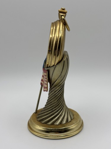 Painted 2001 Liberty Silver Dollar 1oz American Eagle Pocket Watch, Stand, Runs! - Picture 3 of 20