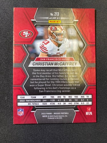 2023 Panini Mosaic Christian McCaffrey Pink Camo Prizm #213 San Francisco 49ers - Picture 2 of 2