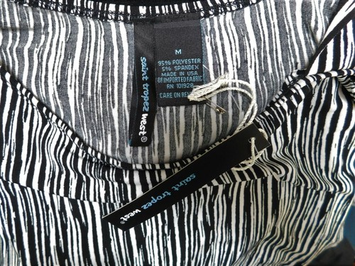 Top Saint Tropez West para mujer M sin mangas frío con un hombro estampado de bambú acanalado - Imagen 5 de 5