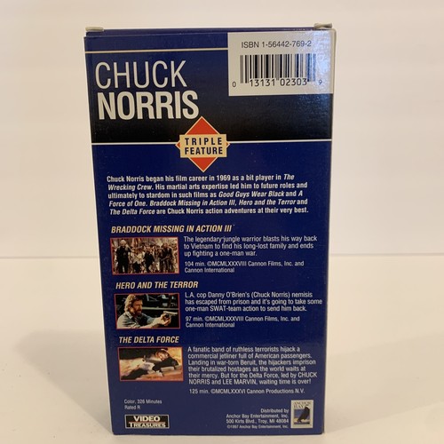 Chuck Norris Triple Feature: Delta Force Hero and The Terror Braddock 1980s VHS - Picture 2 of 3